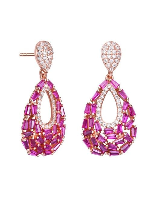 Rachel Glauber Pink 18k Rose Gold Vermeil Earrings