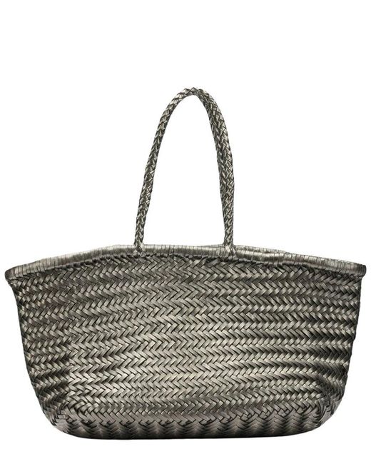 Dragon Diffusion Gray Bamboo Triple Jump Leather Tote