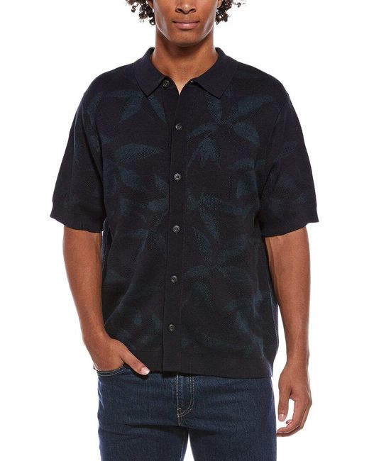 Vince Black Floral Jacquard Linen-blend Shirt for men