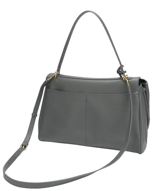 Tiffany & Fred Paris Gray Large Smooth Leather Tote