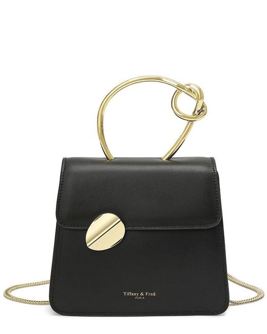 Tiffany & Fred Black Leather Top Handle Shoulder Bag