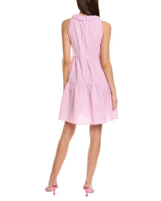 Sara Campbell Pink Seersucker Halter Midi Dress