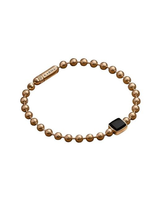Karma and Luck Metallic 18K Plated Onyx Magnetic Bracelet