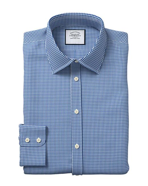 Charles Tyrwhitt Blue Extra Slim Fit Poplin Gingham Shirt for men