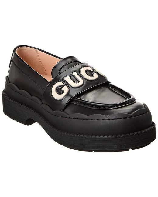 Gucci Black Logo Leather Loafer
