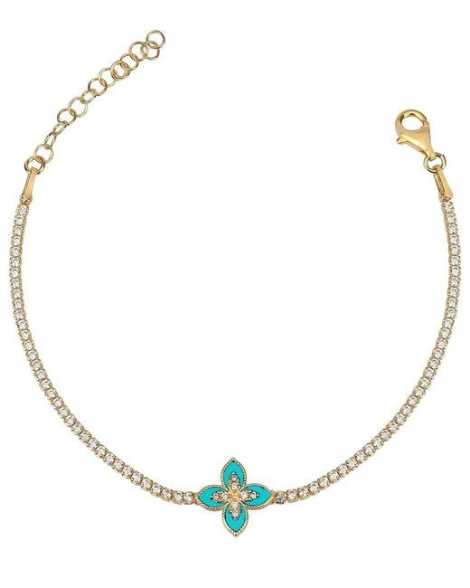 Gabi Rielle Metallic 14k Over Silver Flower Bracelet