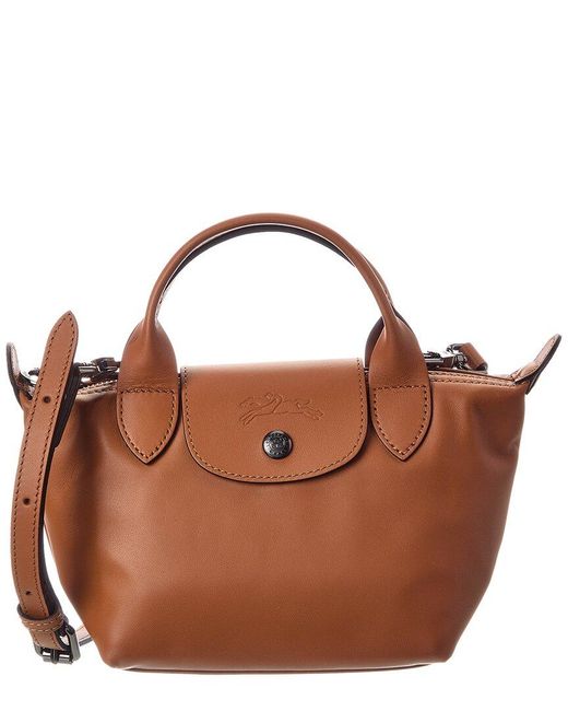 Longchamp Brown Le Pliage Xtra Xs Leather Handbag