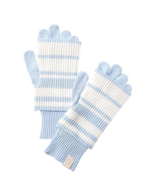 Rag & Bone Blue Blake Stripe Layered Wool-Blend Tech Gloves