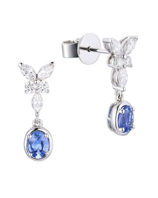 Gregg Ruth Blue 14K 1.05 Ct. Tw. Diamond & Sapphire Butterfly Earring