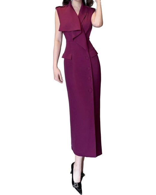 BURRYCO Purple Short Sleeve Midi Dress