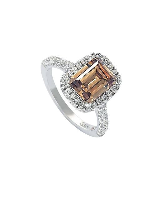Suzy Levian CZ Jewelry White Suzy Levian Silver Cz Halo Ring