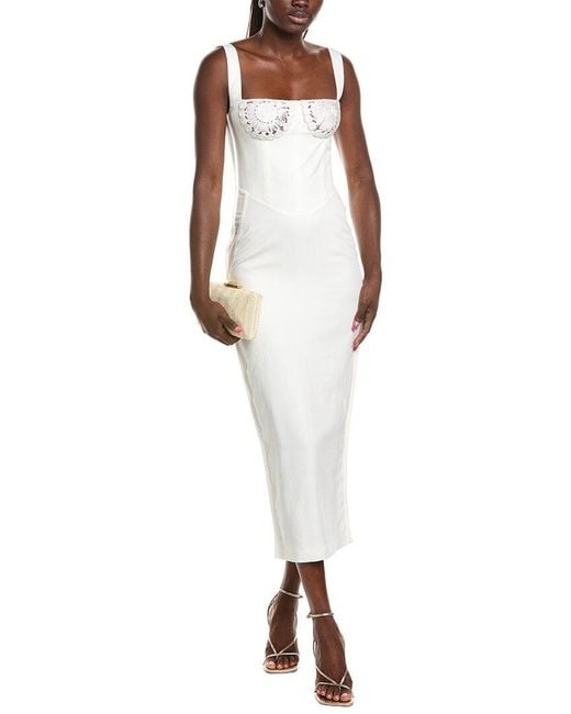Paris Georgia White Micah Linen-Blend Midi Dress