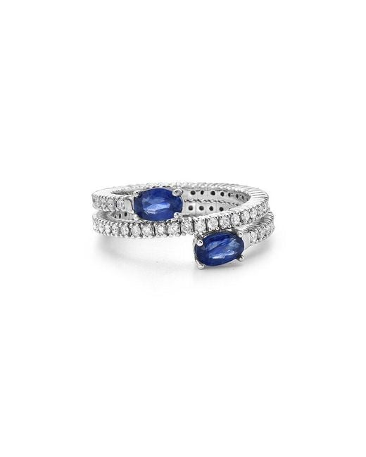 Forever Creations USA Inc. Blue Forever Creations 14k 2.40 Ct. Tw. Diamond & Sapphire Flexible Wrap Ring