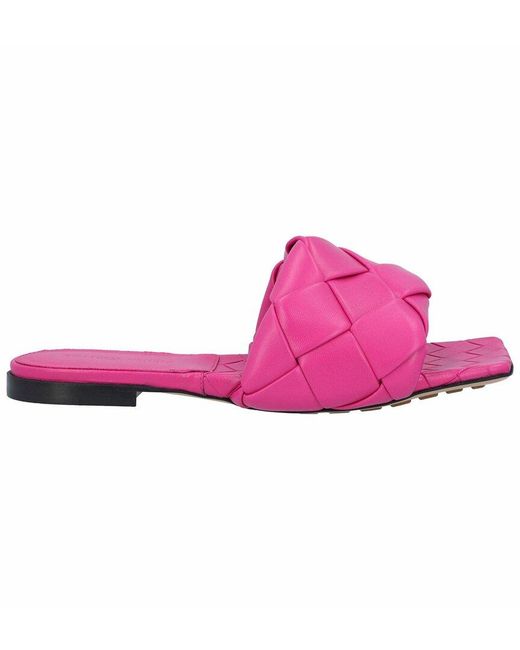 Bottega Veneta Pink Lambskin Leather Lido Flat Sandal, Never Worn (Authentic Pre-Loved)