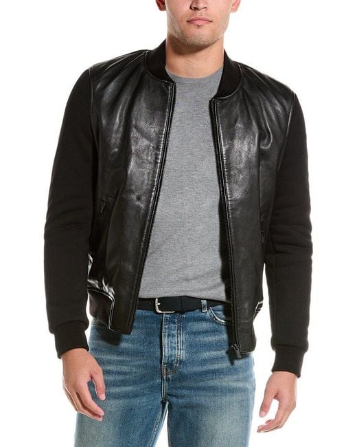 The Kooples Black Leather Front Jacket for men