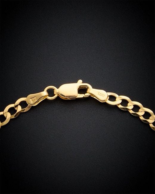 Italian Gold Black 14k Miami Curb Chain Bracelet for men