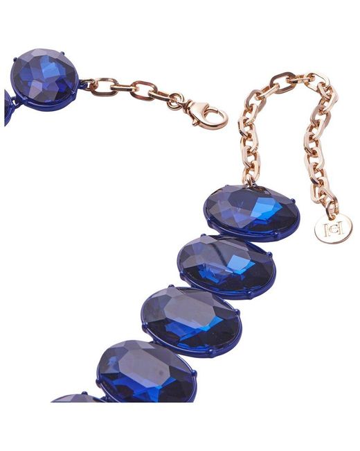 Carolina Herrera Blue Cz Tonal Oval Crystal Necklace