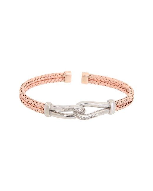Meshmerise White 18k Rose Gold Vermeil 0.1 Ct. Tw. Diamond Mesh Bangle Bracelet