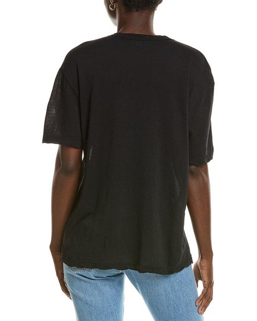 James Perse Black Crepe Jersey Oversized T-shirt