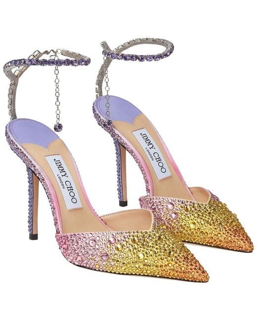 Jimmy Choo Metallic Saeda 100 Suede Slingback Pump