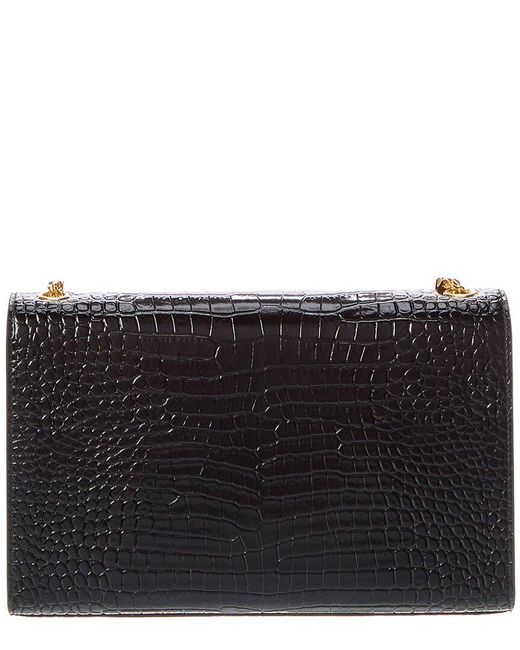 Saint Laurent Black Kate Tassel Medium Croc-embossed Leather Shoulder Bag