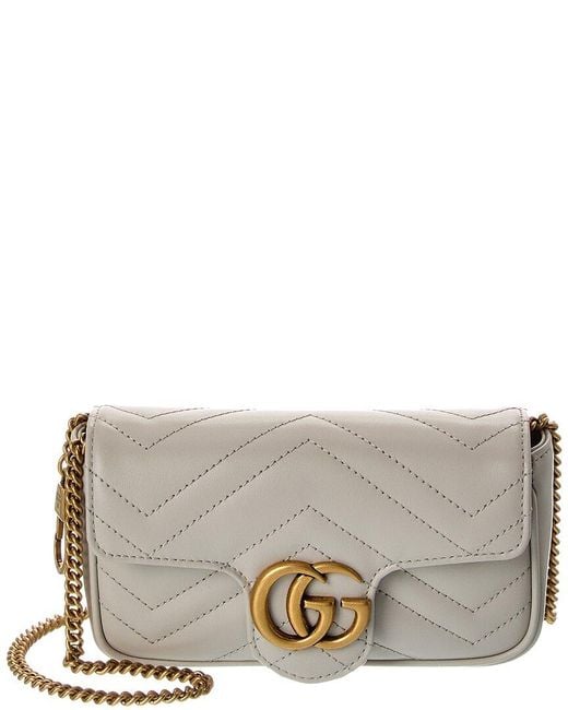 Gucci Gray Gg Marmont Super Mini Matelasse Leather Shoulder Bag