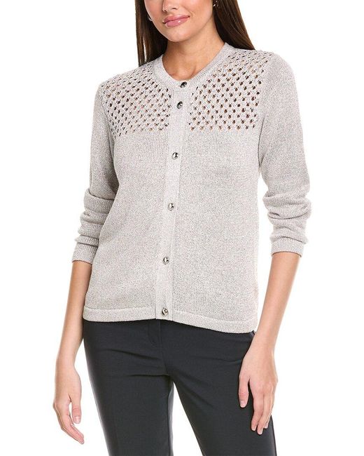 St. John Gray Sparkle Crochet Cardigan
