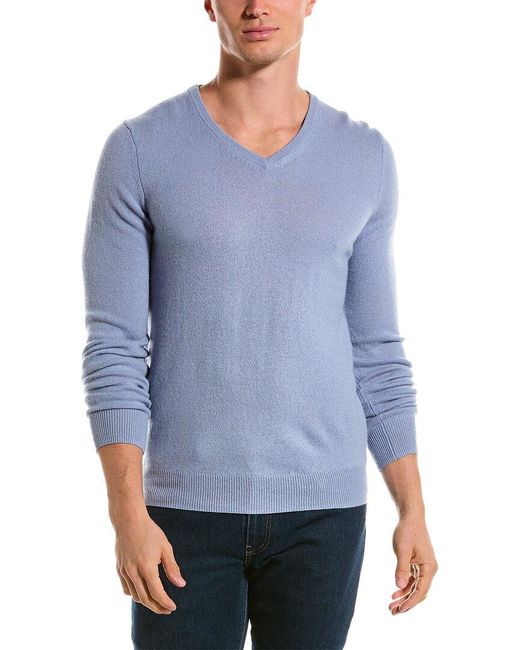 Phenix Blue Cashmere V-neck Sweater for men