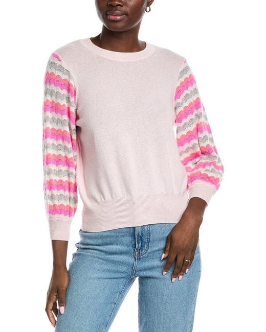 Autumn Cashmere Red Puff Sleeve Cashmere Sweater