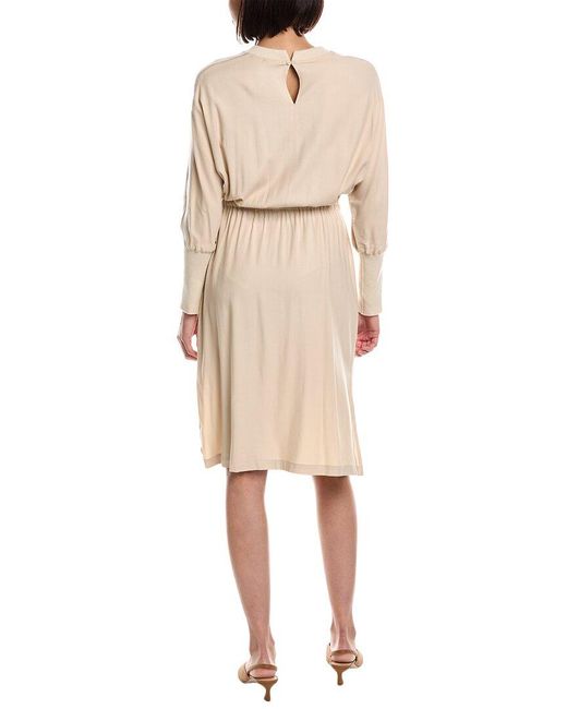Peserico Natural Wool-blend Midi Dress