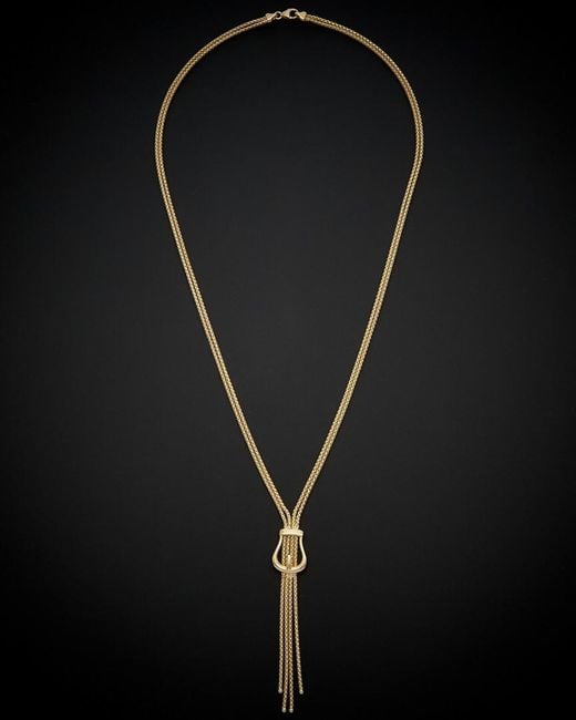 Italian Gold Black 18k Buckle Lariat Necklace