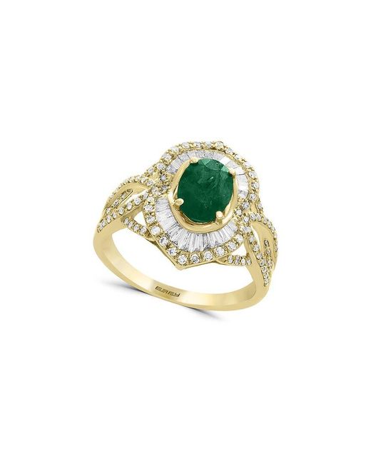Effy Metallic 14k 1.75 Ct. Tw. Diamond & Emerald Ring