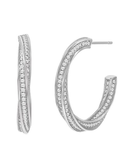 Suzy Levian CZ Jewelry White Suzy Levian Silver Cz Hoops