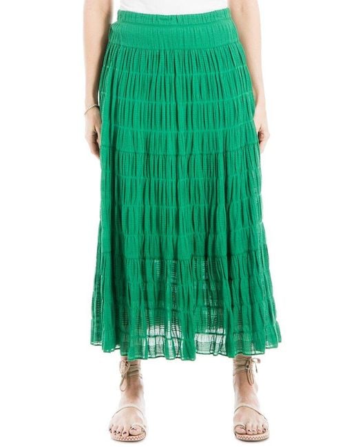 Max Studio Green Tiered Maxi Skirt
