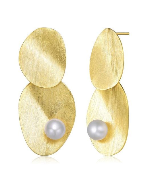 Rachel Glauber Metallic 14k Over Silver 8-8mm Pearl Earrings