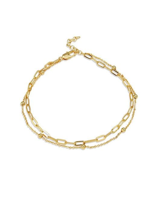 Savvy Cie Metallic 18K Plated Cz Layered Anklet