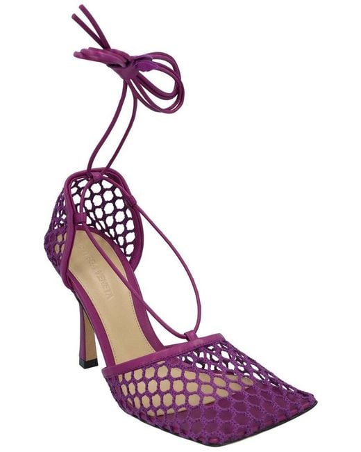Bottega Veneta Purple Leather Stretch Lace-Up Sandal (Authentic Pre-Loved)