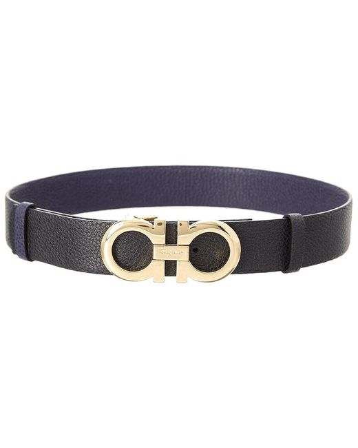 Ferragamo Blue Gancini Reversible & Adjustable Leather Belt