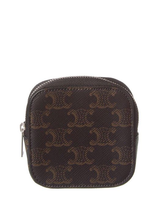 Céline Brown Coated Canvas Squared Coin Purse