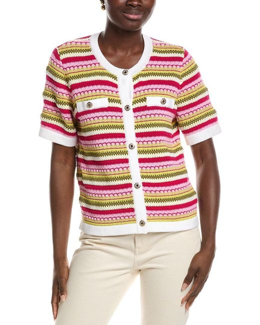 Karl Lagerfeld Pink Colorful Stripes Knit Top