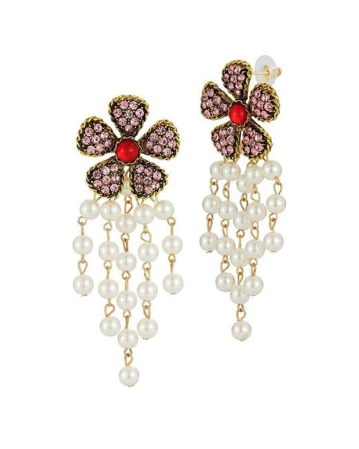 Sphera Milano White Plated Flower Earrings