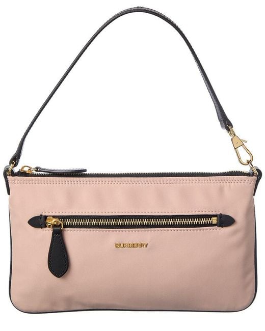 Burberry Pink Nylon & Leather Clutch