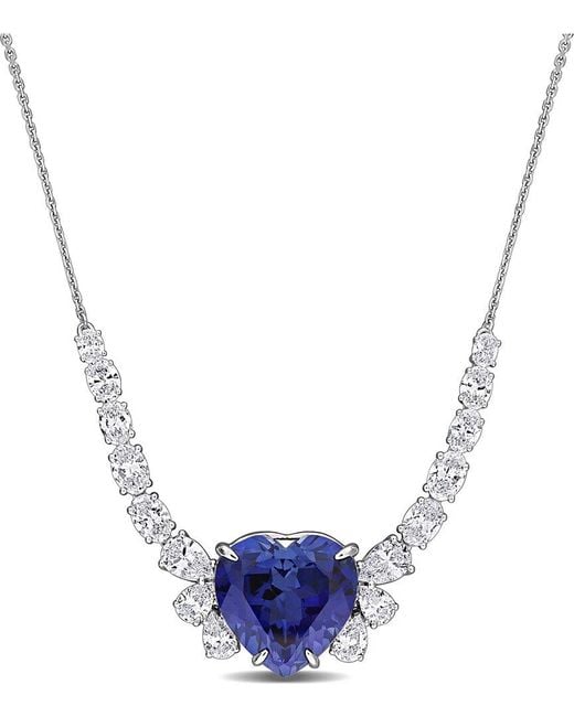Rina Limor Blue 14K 15.54 Ct. Tw. Lab-Grown Diamond & Lab-Grown Sapphire Heart Necklace
