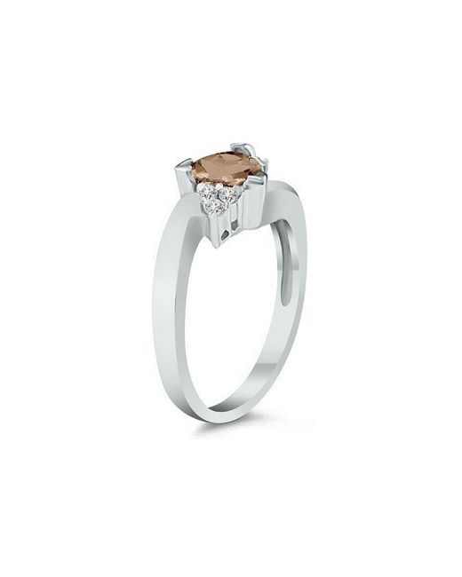 Gem Spark White 14K 0.78 Ct. Tw. Diamond & Smoky Quartz Ring