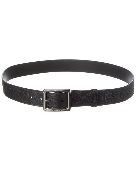 Gucci Black GG Rubber-effect Leather Belt for men