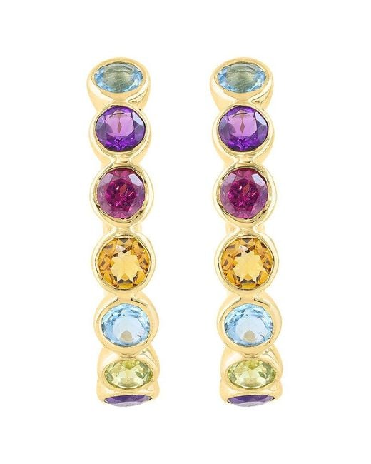 Effy Fine Jewelry Metallic 14K 1.60 Ct. Tw. Amethyst, Topaz, Citrine, Rhodolite, Peridot Earrings