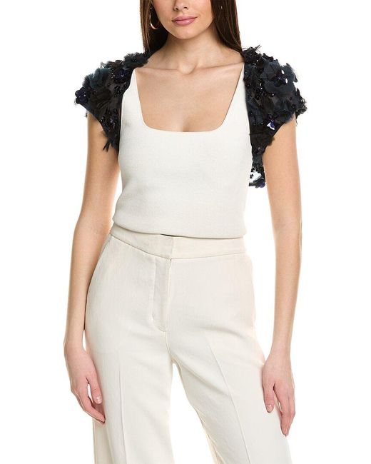 Carolina Herrera White Embellished Silk Shrug