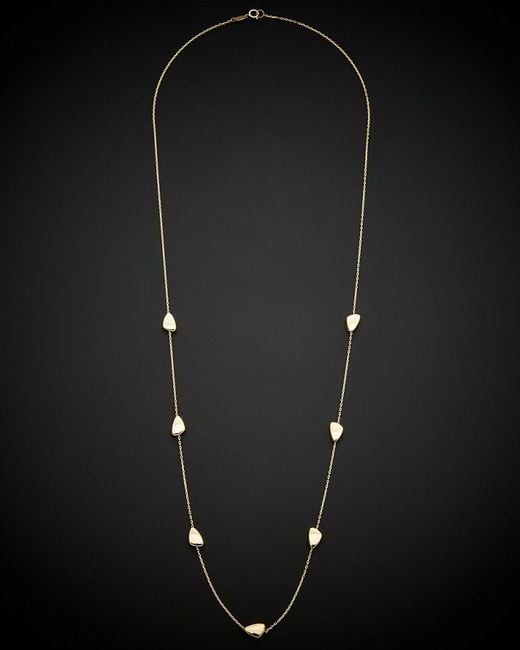 Italian Gold Black 14k Geometric Pebble Station Necklace