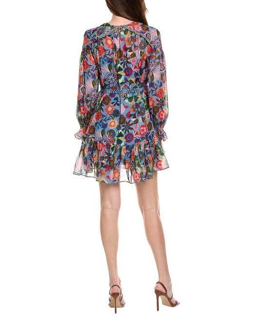 Saloni Blue Georgette Silk Mini Dress