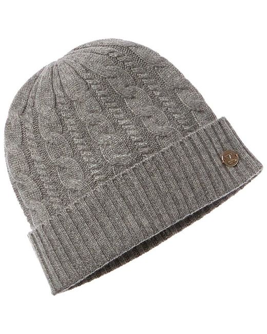 Bruno Magli Gray Chunky Knit Cable Cashmere Hat
